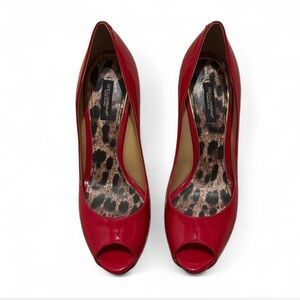 Dolce & Gabbana Glossy Red Peep-Toe Heels